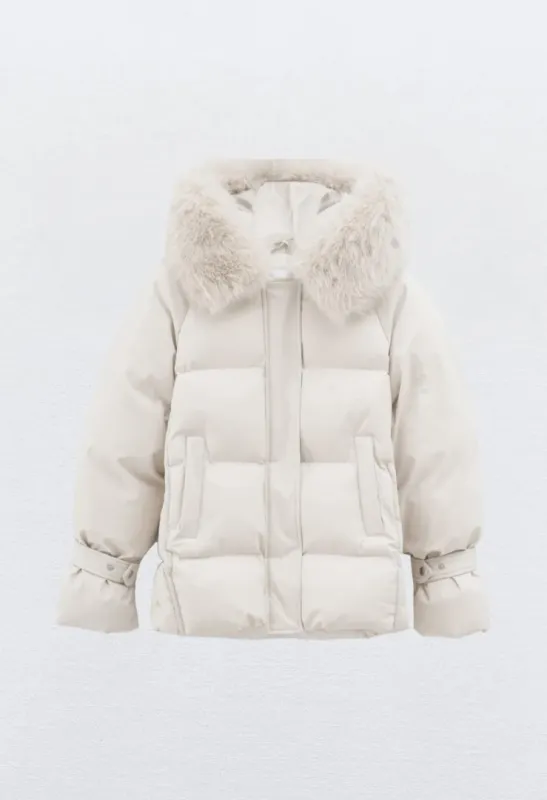 ZIMNÍ BUNDA S KOŽEŠINOU CREAM