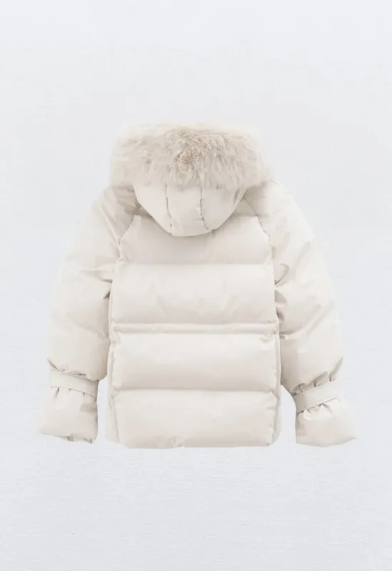 ZIMNÍ BUNDA S KOŽEŠINOU CREAM