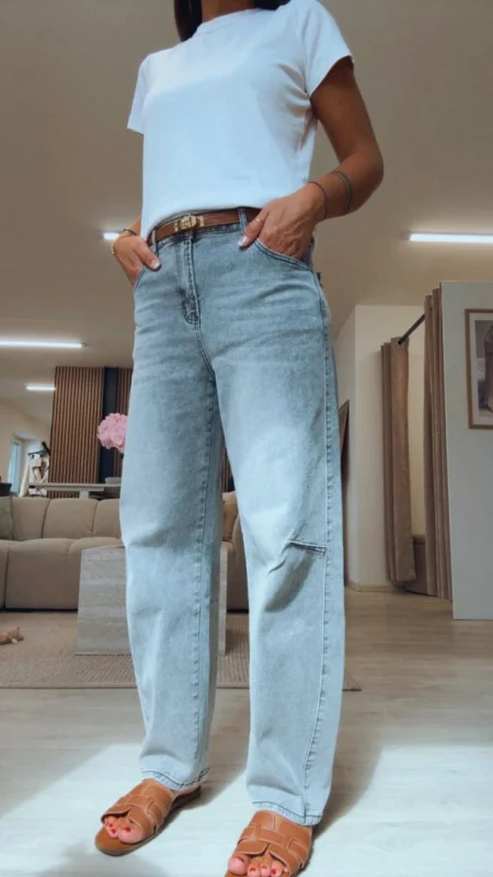 BARREL JEANS ŠEDÁ