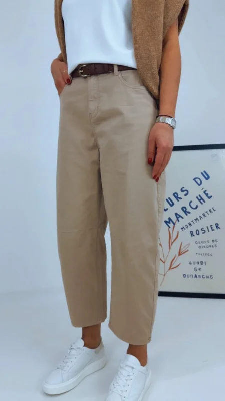 BARREL JEANS BEIGE