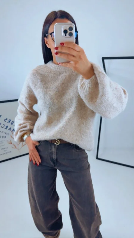 OVERSIZED SVETR BEIGE