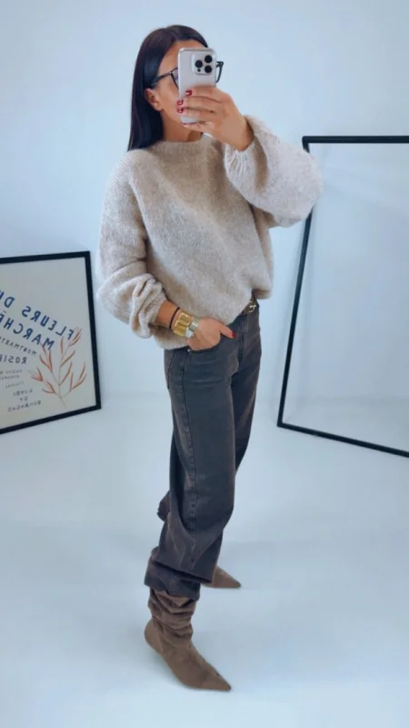 OVERSIZED SVETR BEIGE