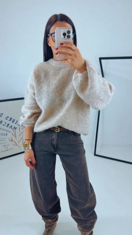 OVERSIZED SVETR BEIGE