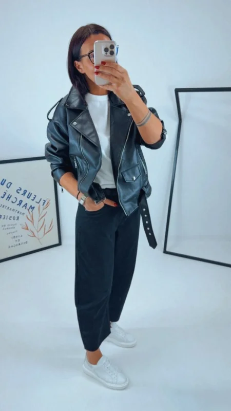 ČERNÁ BUNDA Z UMĚLÉ KŮŽE