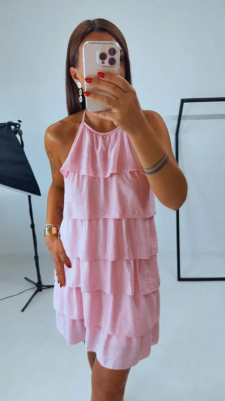 VOLÁNOVÉ ŠATY PINK