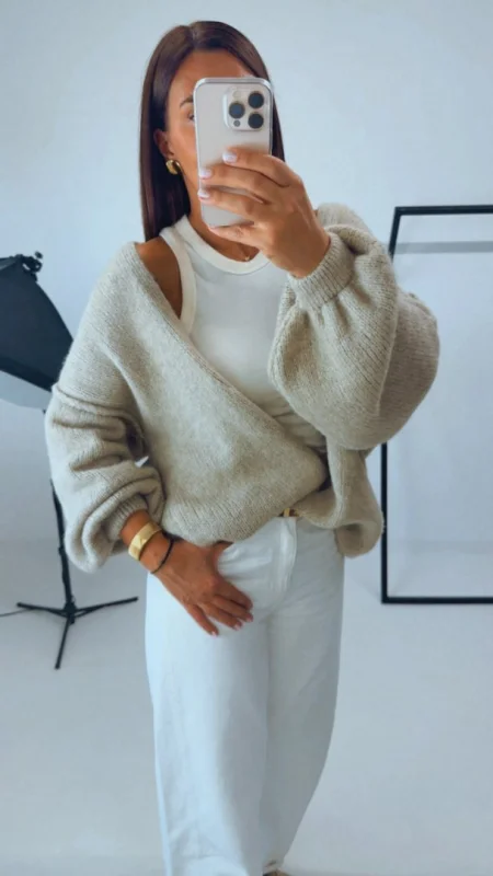 OVERSIZED CARDIGAN BEIGE