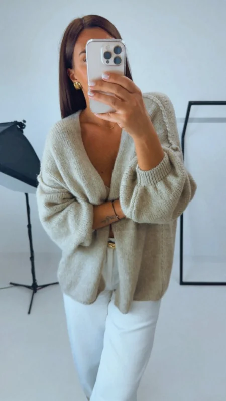 OVERSIZED CARDIGAN BEIGE