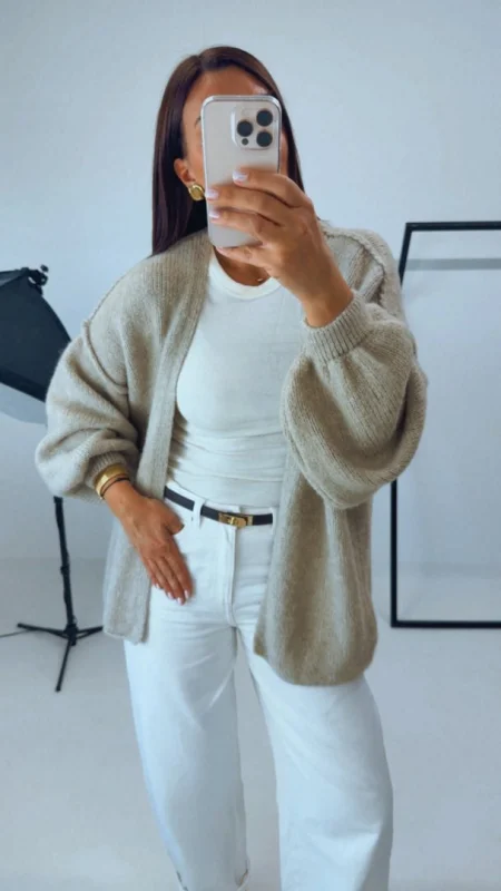 OVERSIZED CARDIGAN BEIGE