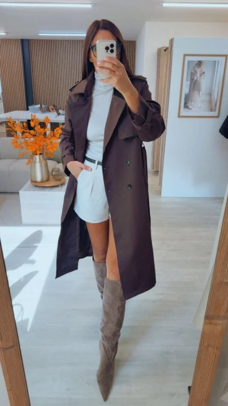 DLOUHÝ TRENCH HNĚDÝ