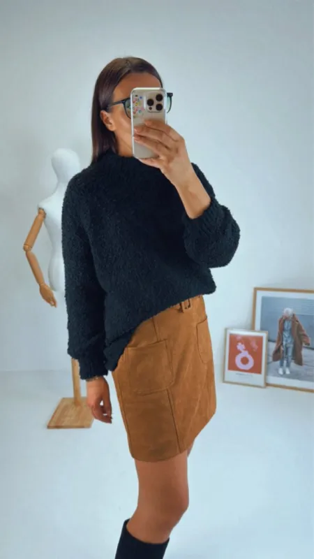 SEMIŠOVÁ CAMEL SUKNĚ