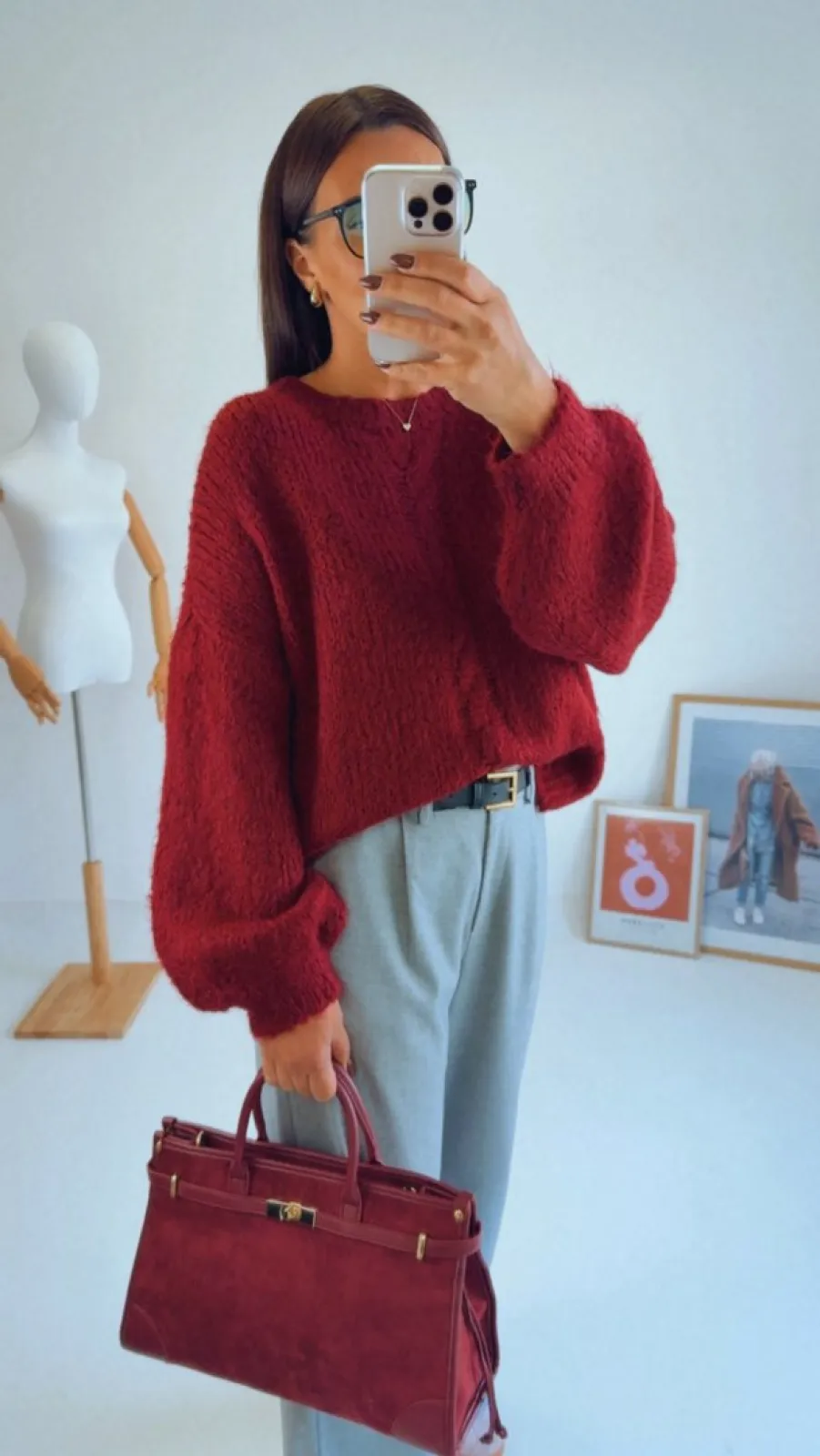 OVERSIZED SVETR BORDÓ