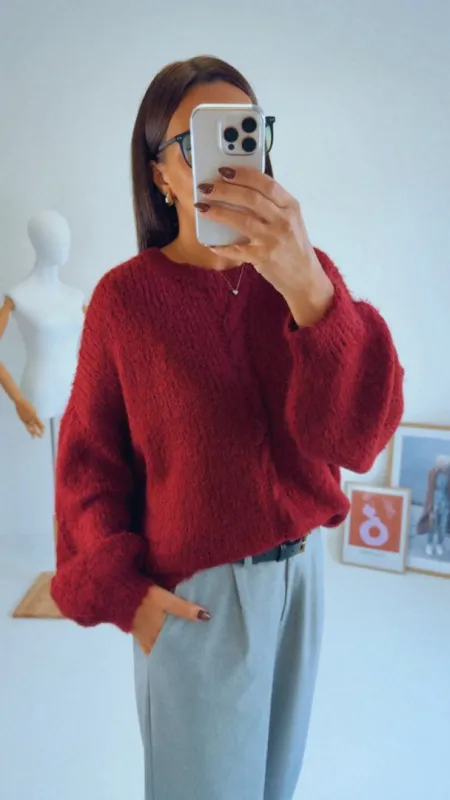 OVERSIZED SVETR BORDÓ