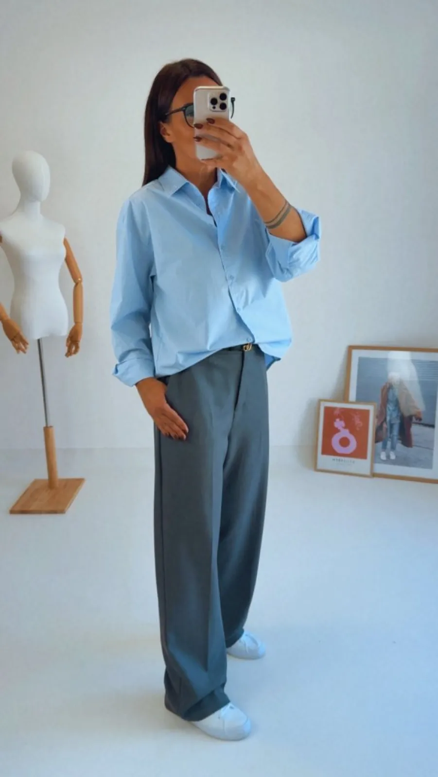 MODRÁ OVERSIZED KOŠILE