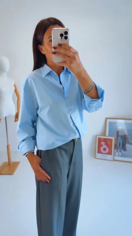 MODRÁ OVERSIZED KOŠILE