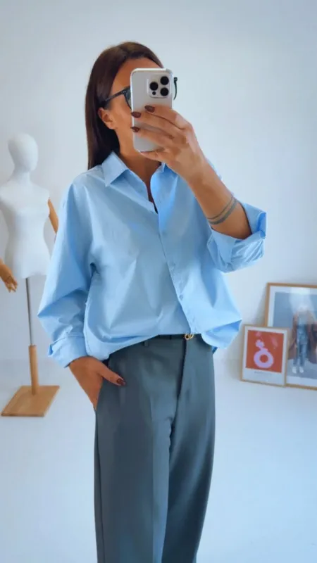 MODRÁ OVERSIZED KOŠILE