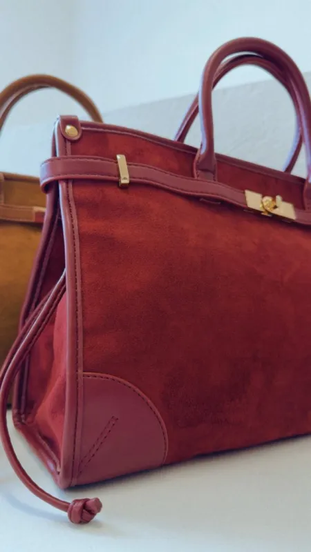 Semišová kabelka bordó