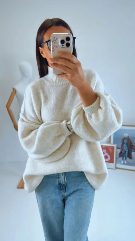 OVERSIZED SVETR BEIGE I