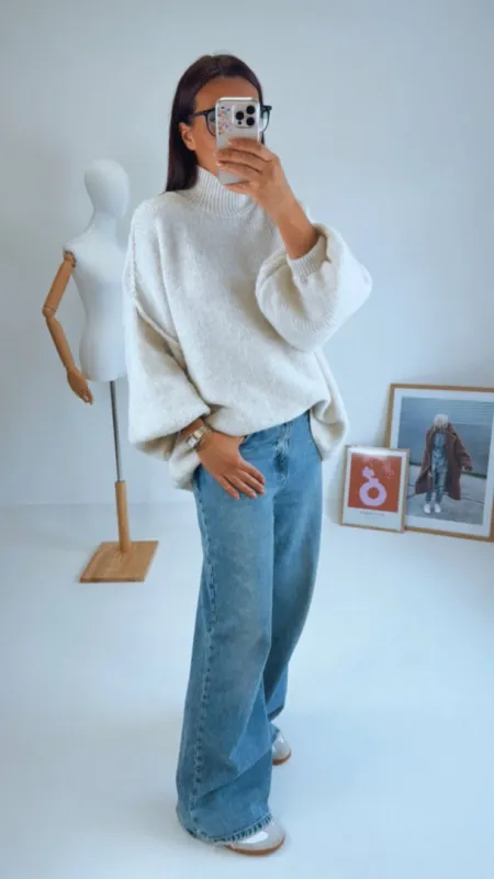 OVERSIZED SVETR BEIGE I