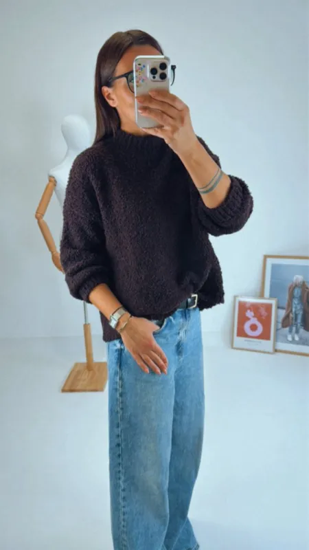 OVERSIZED SVETR BROWN