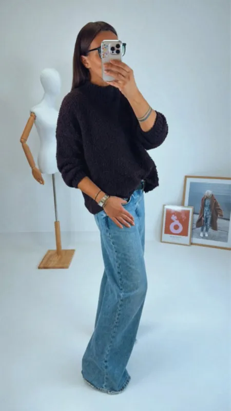 OVERSIZED SVETR BROWN