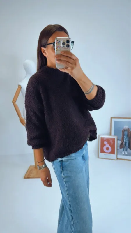 OVERSIZED SVETR BROWN