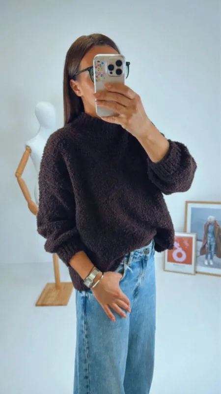 OVERSIZED SVETR BROWN