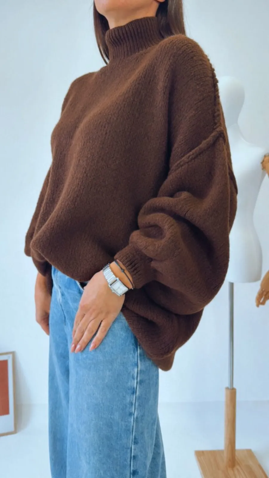 OVERSIZED SVETR BROWN II