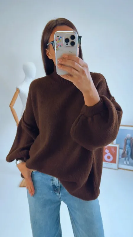 OVERSIZED SVETR BROWN II