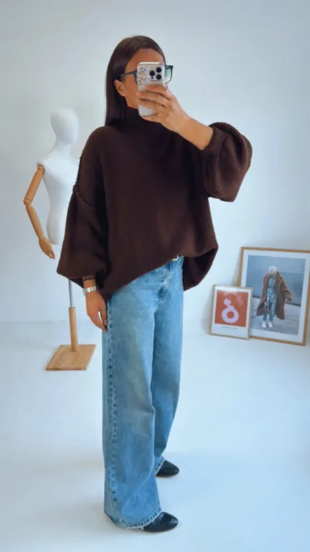 OVERSIZED SVETR BROWN II