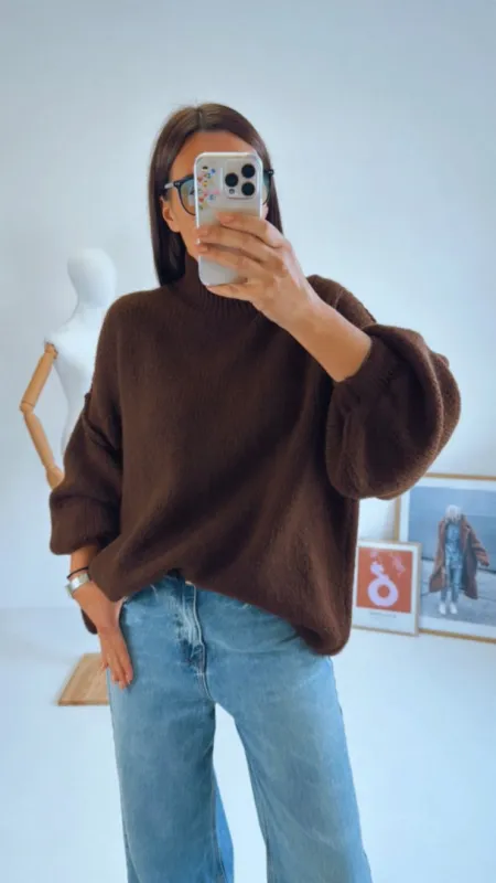 OVERSIZED SVETR BROWN II