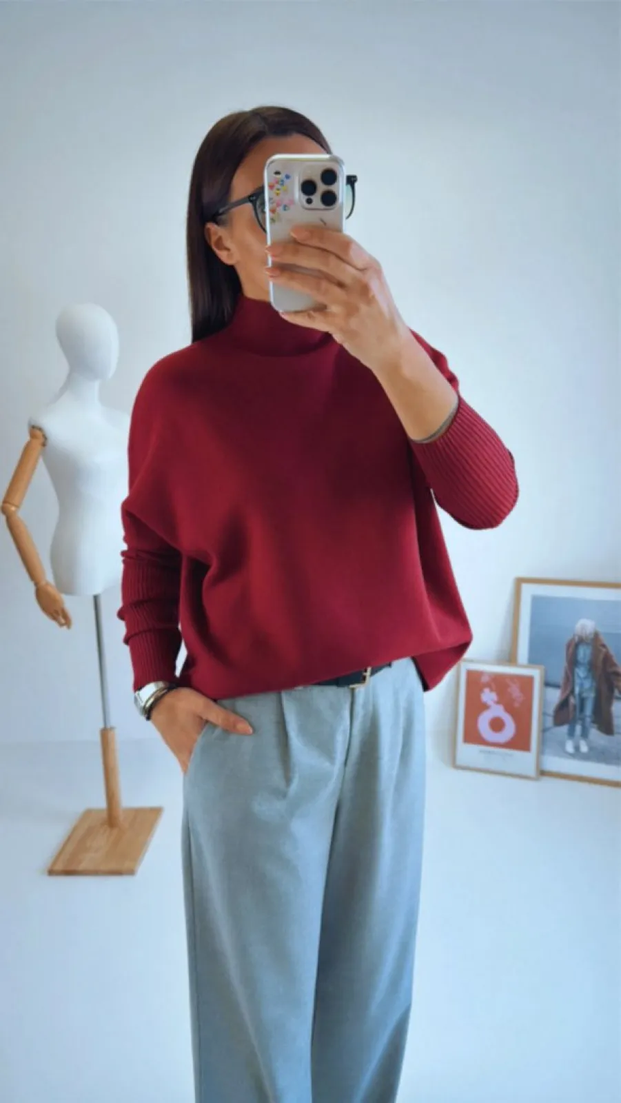 BORDÓ OVERSIZED SVETR 