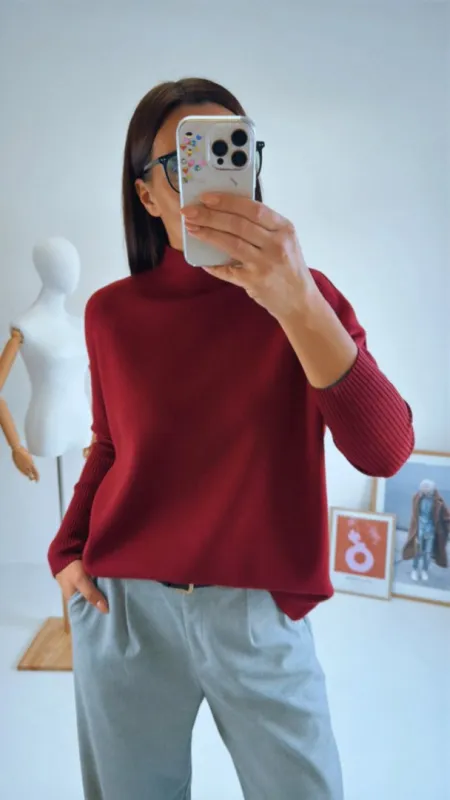 BORDÓ OVERSIZED SVETR 