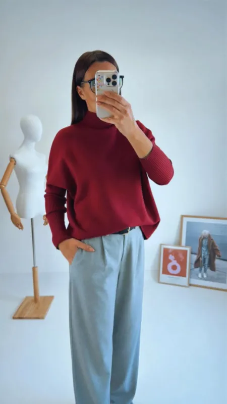 BORDÓ OVERSIZED SVETR 