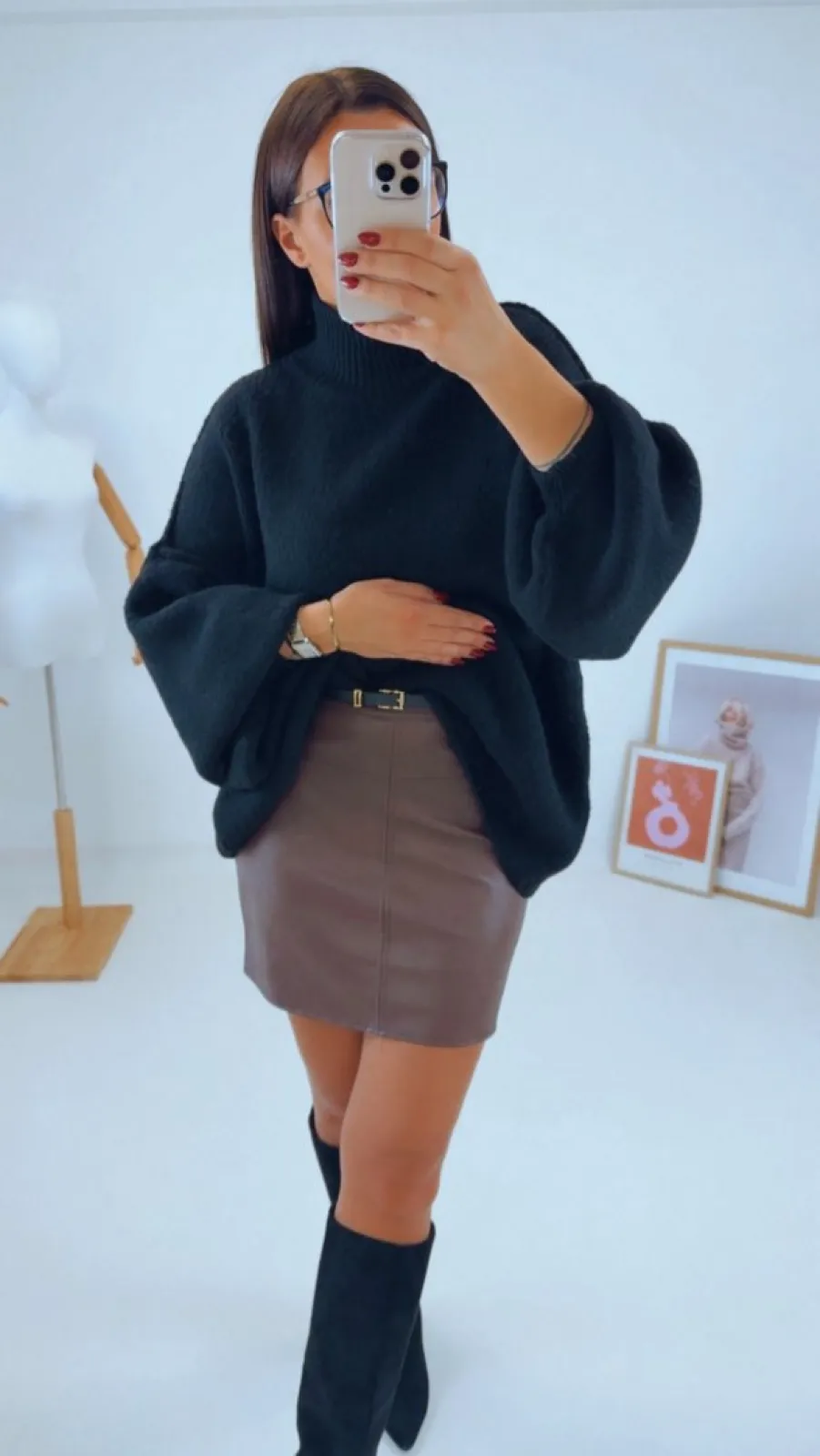 KOŽENKOVÁ SUKNĚ BROWN