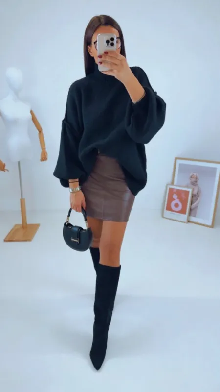 KOŽENKOVÁ SUKNĚ BROWN