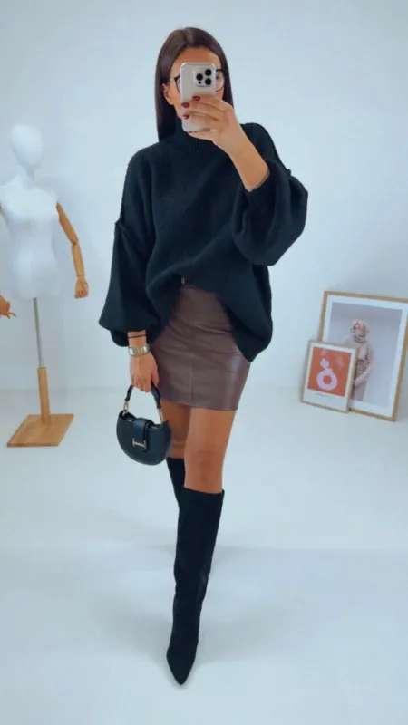 KOŽENKOVÁ SUKNĚ BROWN