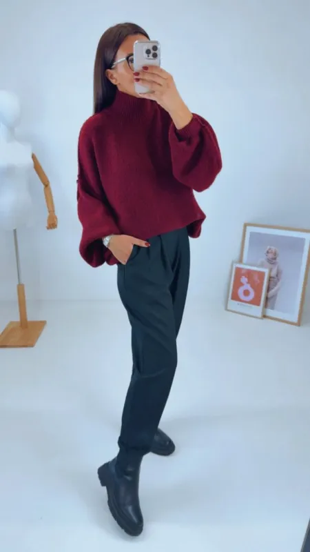 OVERSIZED SVETR BORDÓ II