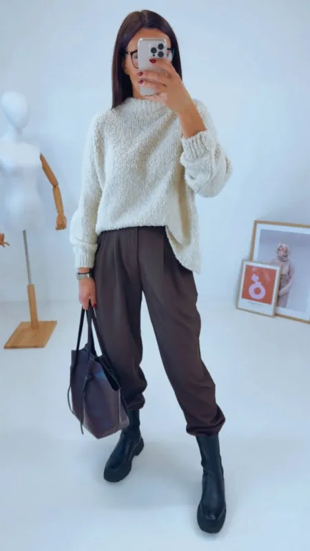 OVERSIZED SVETR BEIGE V