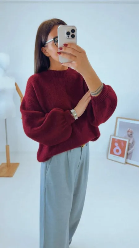 OVERSIZED SVETR BORDÓ III