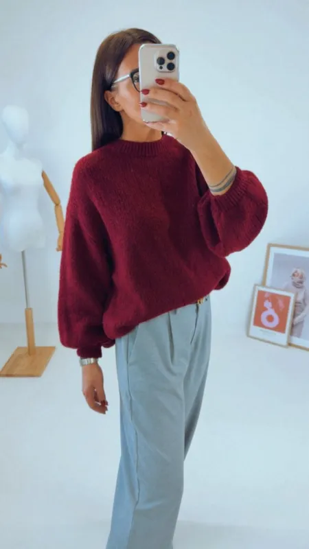 OVERSIZED SVETR BORDÓ III