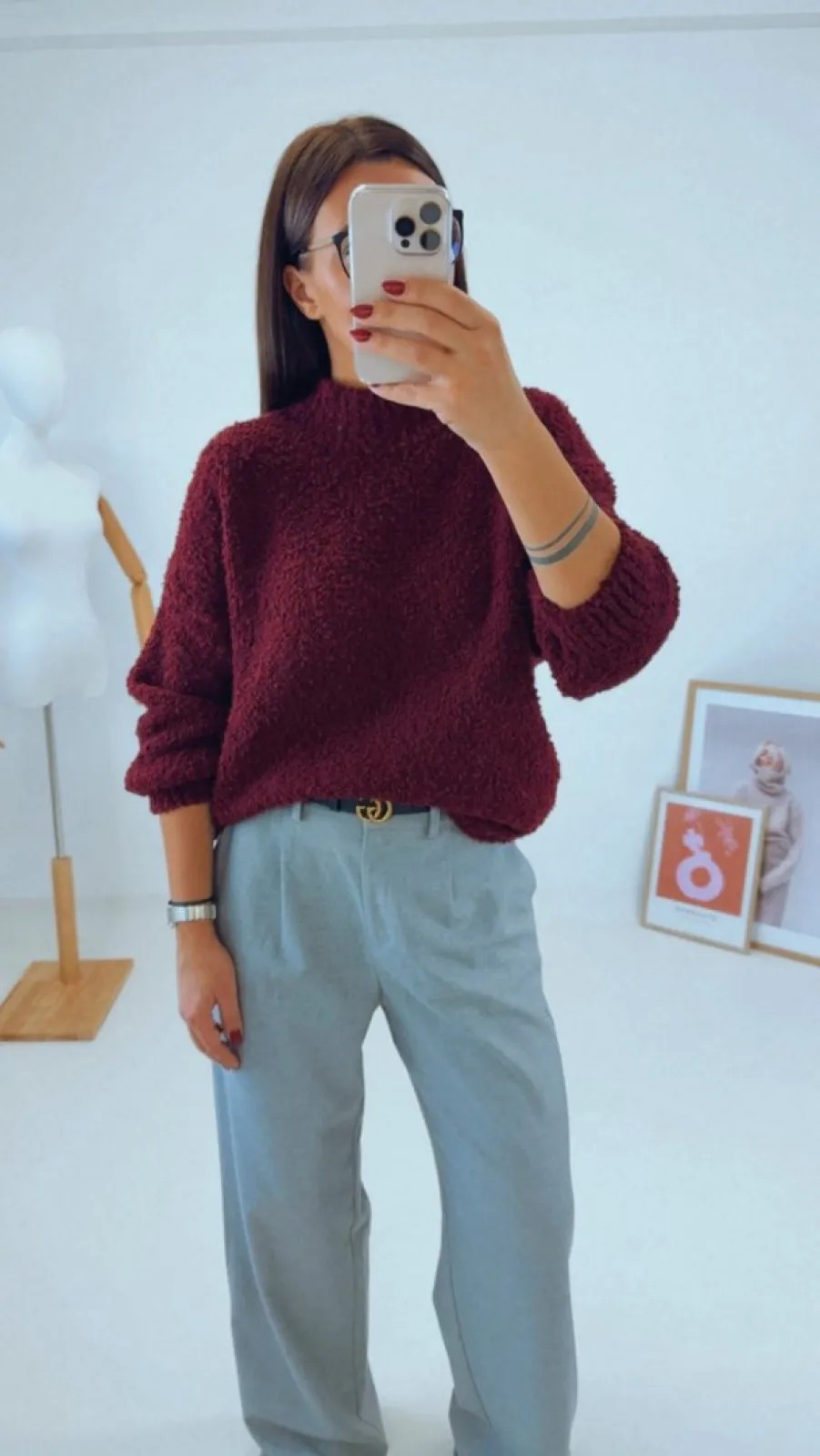 OVERSIZED SVETR BORDÓ V